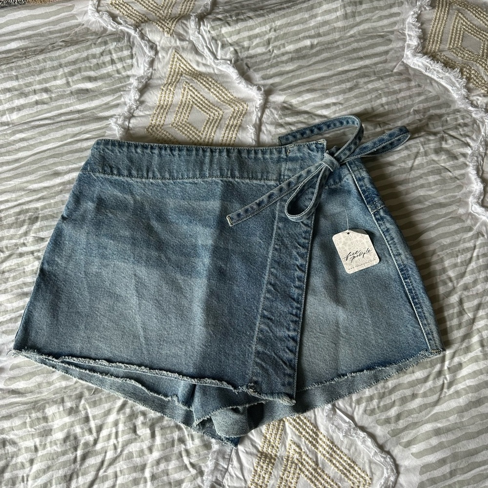 Free People Denim Wrap Skirt - Blue